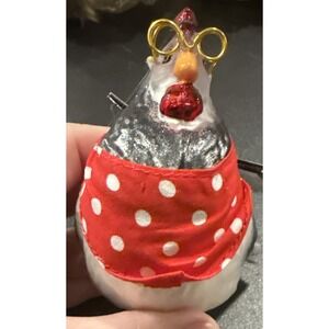 Robert‎ Stanley Chicken Hen Wearing Glasses Glass Christmas Tree Ornament NEW